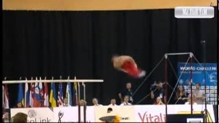 Tsukahara dismount from end of the parallel bars  Jossimar Calvo Moreno COL [upl. by Yzus]