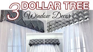 3 UNIQUE DOLLAR TREE Window DIY Ideas To Try Out DIY Window Valance With Table runners [upl. by Kcolttam]