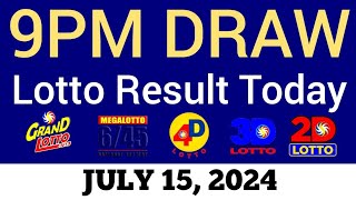 Lotto Result Today 9pm Draw July 15 2024 Swertres Ez2 PCSO Live Result [upl. by Dazhahs538]