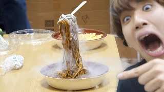 人が食ってたパスタを液体窒素でカチカチにしといたwwwwwwwwww [upl. by Nowtna]