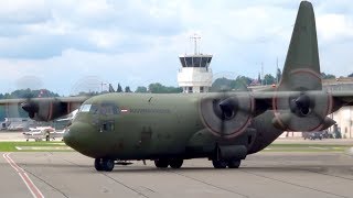 Lockheed C130 Hercules Austrian Air Force  StartUp amp TakeOff  Low Pass at Bern [upl. by Tirma]