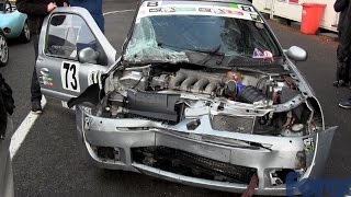 Cadwell Park Clio Pit wall crash HANS device [upl. by Rodolph843]