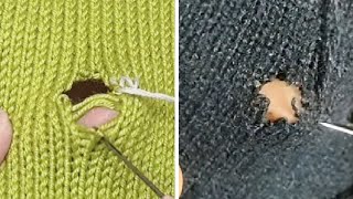 Use a Sewing Needle to Mend a Hole in a Sweater Without Leaving [upl. by Amoreta]