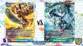 DIGIMON TCG Local match EmperorGreymon Multicolor vs Zephagamon Green  OOPS [upl. by Gusta873]