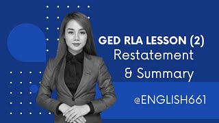 GED RLA Lesson 2 Restatement amp Summary education english english661 [upl. by Eceinej706]