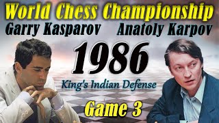 3 Kasparov vs Karpov World Chess Championship 1986  Kings Indian Defense  game 3 [upl. by Anna-Diane271]