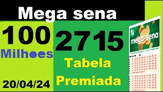 Mega sena concurso 2715 R 10000000000 Milhões Tabela Premiada [upl. by Benedicto256]