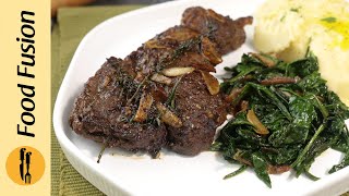 Beef steak with Sautéed Spinach amp Mashed Potatoes Recipe By Food Fusion [upl. by Sacul886]