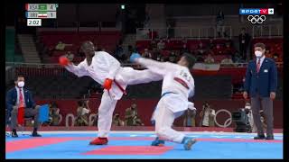 NOCAUTE NO KARATE OLIMPÍADAS DE TÓKYO  KUMITE 75Kg SAJAD GANJZADEH  IRA VS TAREG HAMEDI  KSA [upl. by Vey]