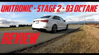 Audi RS3  Unitronic Stage 2  93 Octane Review [upl. by Akemad]