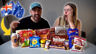 Brits FIRST Time Trying Australian Snacks [upl. by Nelleoj]