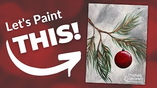 Holiday Pine  Easy Christmas Ornament Acrylic Painting Tutorial [upl. by Debbee]