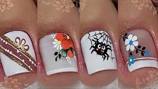 MODELOS DE UÑAS FÁCILES Y HERMOSOS Para PIES 🦶 😍🌺💅 [upl. by Alleras]