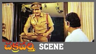 Chakravarthy Movie Scenes  Warning Scene  Chiranjeevi MohanBabu BhanuPriya KaikalaSatyanarayana [upl. by Yrreb]