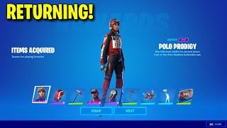 POLO PRODIGY SKIN RETURN DATE in FORTNITE ITEM SHOP Polo Bundle Returning 2024 [upl. by Adnorhs]