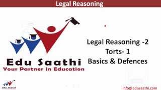 Legal Aptitude for CLAT 2 Introduction to Torts amp Defences  wwwedusaathicom [upl. by Ittap]