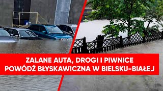 Dramat w BielskuBiałej Auta zalane po sam dach Miasto pod wodą [upl. by Barna]