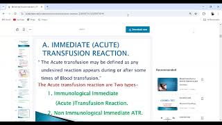 Acute Blood transfusion Reactions  Blood Banking  Transfusion Reactions complications  Lec 1 [upl. by Arber]