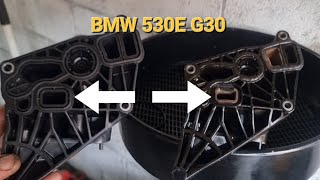 BMW 530E PetrolElectric B42 B48 B38 Coolant Leak Oil Filter Housing Replacement [upl. by Reffotsirhc]