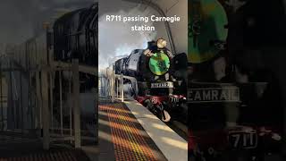 R711 passing Carnegie station to Bairnsdale train melbournetrains railway steamtrain fyp [upl. by O'Donoghue]