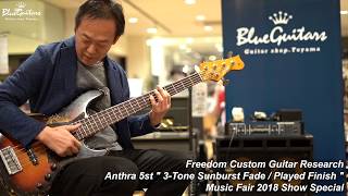 Blue Guitars  FREEDOM CUSTOM GUITAR RESEARCH Anthra 5st  Music Fair 2018 Show Special [upl. by Econah677]