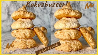 Einfache saftige Kokosbusserl  Kokosmakronen  Plätzchen   kathi‘s table [upl. by Aytnahs134]