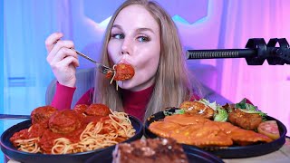 ASMR SPAGHETTI amp MEATBALLS  CHEESY LOBSTER RAVIOLI  EATING SOUNDS [upl. by Lemire482]