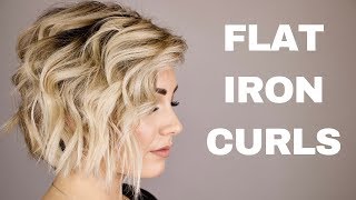 HOW TO CURL WITH A FLAT IRON  short hair [upl. by Hoebart]