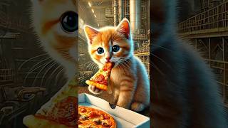 A little kitten vomited from eating pizza 🍕 story kitten cat catstory [upl. by Nat]