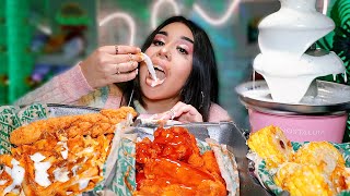 WINGSTOP RANCH FOUNTAIN😍 hot wings voodoo frieslemon pepper tendersgarlic parm corn MUKBANG ASMR [upl. by Ttcos]