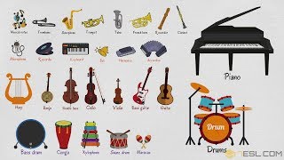 List of Musical Instruments  Learn Musical Instruments Names in English [upl. by Melise570]