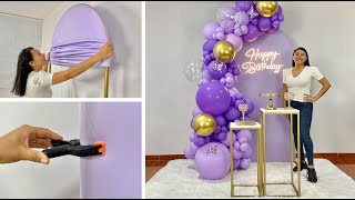 Como hacer un Arco de Globos e instalarlo en un Panel – 🎉 Balloon Garland On Backdrop 🎉 [upl. by Anayt780]