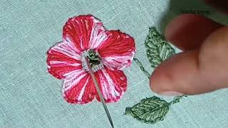 Flower hand embroidery tutorial  buttonhole flower hand embroidery design vanduscorner [upl. by Codel75]