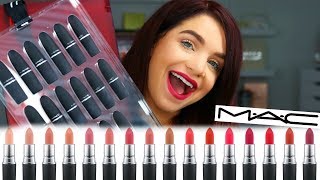 NEW MAC Powder Kiss Lipstick ReviewLip Swatches [upl. by Christis976]