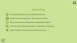 01 Wir sprechen Umwelt Recycling Upcycling Downcycling Precycling [upl. by Natiha]