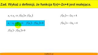 Wykaż z definicji że funkcja podana wzorem jest malejąca  Matfiz24pl [upl. by Rtoip]