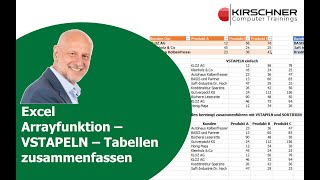 Excel Arrayfunktion VSTAPELN – Gleichartige Tabellenbereiche zusammenfassen [upl. by Iznek]