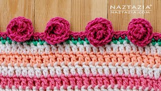 Rolled Rose Crochet Edging Border DIY Tutorial for a Blanket and Scarf [upl. by Marthe]