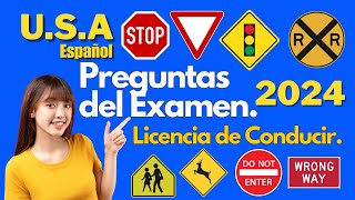 2024 ACTUAL EXAMEN TEORICO DE MANEJO EN ESPAÑOLLICENCIA DE CONDUCIR EN USA [upl. by Sacttler]