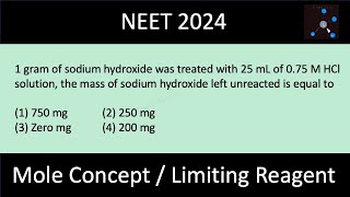 1 gram of sodium hydroxide was treated with 25 mL of 075 M HCl solution the mass of NaOH left [upl. by Allys]