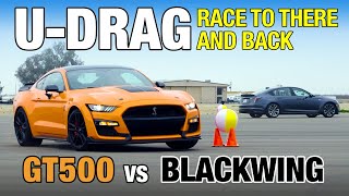 Drag Race Ford Mustang Shelby GT500 vs Cadillac CT5V Blackwing  060 Top Speed UDrag amp More [upl. by Aguste699]