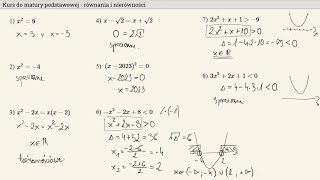 Kurs  matura 2025  równania i nierówności [upl. by Furie922]