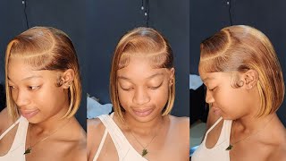 Best Way To Install A Bob Frontal Wig  How To Install Bob Wigs  Frontal Wig Install [upl. by Esilenna]