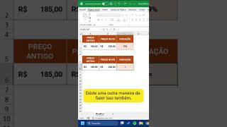 Calcular variação percentual no Excel shorts [upl. by Shell14]