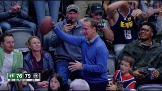 Peyton Manning Shows He Can Still Throw It Deep During Nuggets Game [upl. by Reiniar]