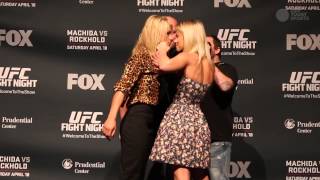 Dana White has to seperate Felice Herrig Paige VanZant during UFC on FOX 15 faceoffs [upl. by Aloeda]