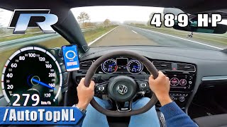 489HP VW GOLF R MK7 on AUTOBAHN NO SPEED LIMIT by AutoTopNL [upl. by Sinnod]