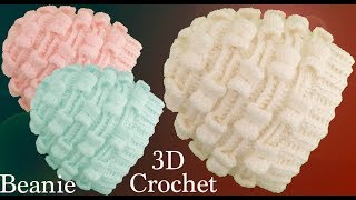 Gorro a Crochet en punto moños Marshmallow o Malvaviscos 3D Tejido tallermanualperu [upl. by Tolman935]