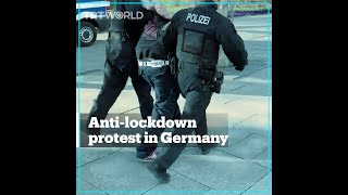 Several arrested at antilockdown protest in Chemnitz Germany [upl. by Nonnah]