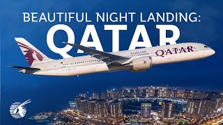 Beautiful Night Landing in Doha Qatar [upl. by Sebastiano]